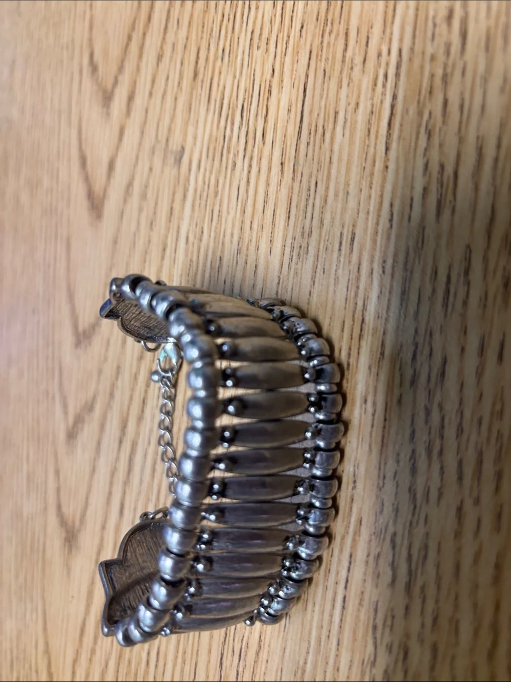 Unbranded Silver Tone Beaded Stretch Cuff Bracelet
